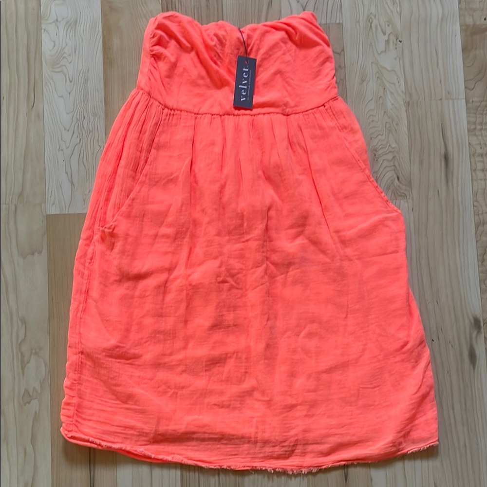 Velvet by Graham & Spencer Orange Strapless Sundress